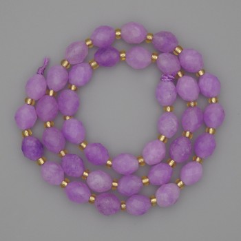 Lavender Amethyst Beads on Thread, Faceted 8x6 mm, with 3 mm Seed Beads, Length 36 cm
