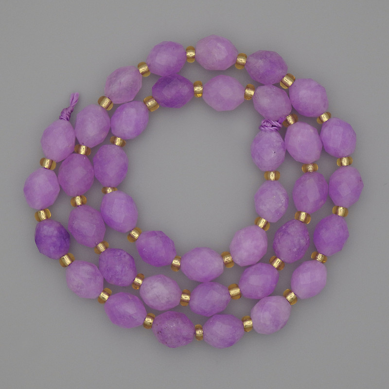 Lavender Amethyst Beads on Thread, Faceted 8x6 mm, with 3 mm Seed Beads, Length 36 cm