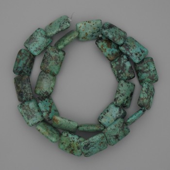 African Turquoise rectangular beads, diameter 15–18×12 mm, on thread, length 40 cm +
