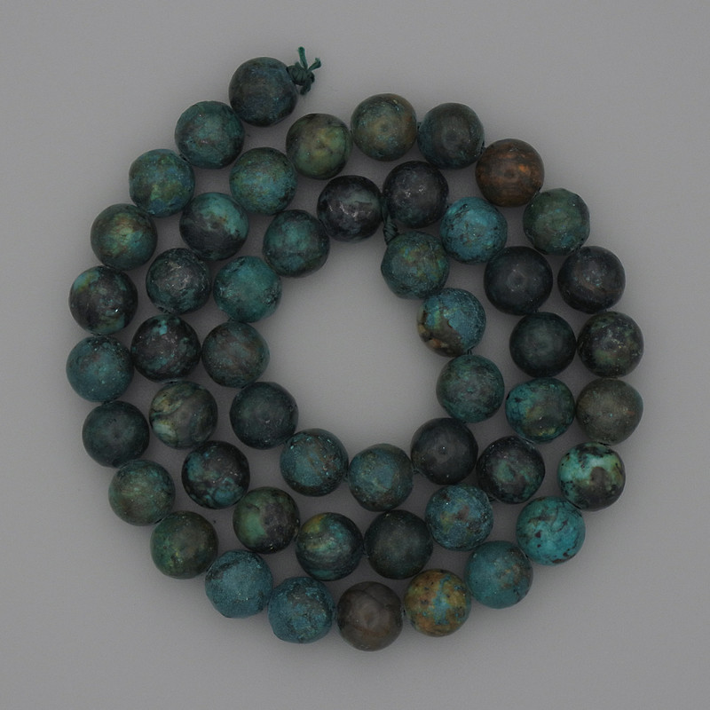 African Turquoise Beads, Smooth Round Bead, 8mm Diameter, On Thread, Length 39 cm +