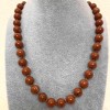 Red Jasper Necklace, smooth round beads, 10mm diameter, 48cm length, with clasp