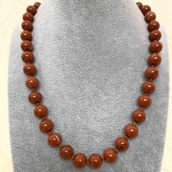 Red Jasper Necklace, smooth round beads, 10mm diameter, 48cm length, with clasp