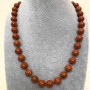 Red Jasper Necklace, smooth round beads, 10mm diameter, 48cm length, with clasp