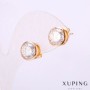 Discount! Xuping Stud Earrings with White Stones, 10 mm Diameter, 18K Gold Plating