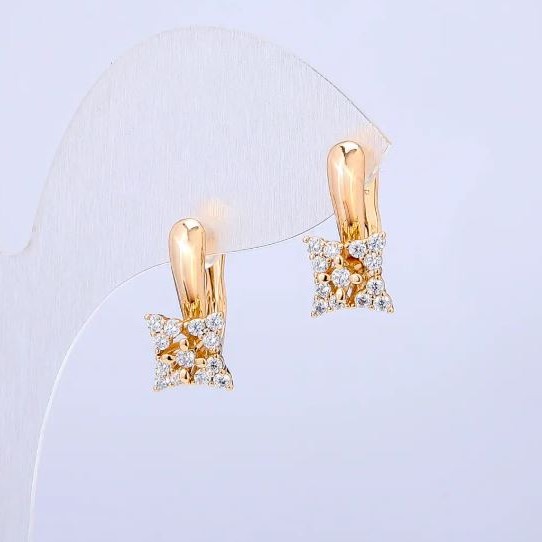 Discount! Xuping Earrings with 18K Gold Plating and White Crystals, diameter 17×8 mm +
