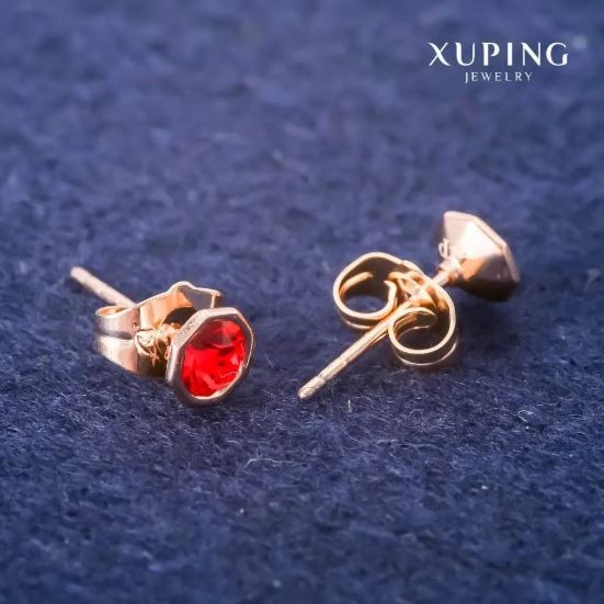 Discount! Xuping Earrings Stud Earrings with Red Stones 6mm 18K Gold Plating