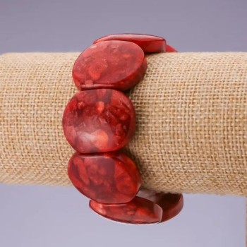 Bracelet Sponge Coral on Elastic Cord, Link 28×24 mm, Length 18.5 cm