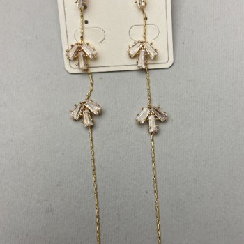 Xuping Earrings with White Crystals, length 9.5 cm ± 18K Gold Plating