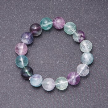 Natural fluorite stone bracelet with a fluorite bead, 12 mm diameter, on elastic