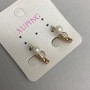 Discount! Xuping earrings with white crystals and a Majorca pearl, diameter about 6 mm, length about 17 mm, 18K gold plating