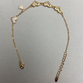 Xuping Bracelet with White Crystals, 4 mm thick, Length 18–21 cm, Gold Plated