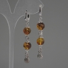 Amber bead earrings, diameter 9-10 mm, length 65 mm