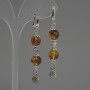 Amber bead earrings, diameter 9-10 mm, length 65 mm