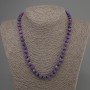 Charoite Bead Necklace with Faceted Cube Beads, 7 mm Diameter ±, 50 mm Length ± with Clasp