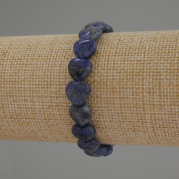 Sodalite Heart Bracelet, 10mm diameter, 18mm length, stretch