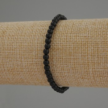 Agate bracelet with smooth beads, 4 mm diameter, 18 cm length, stretch