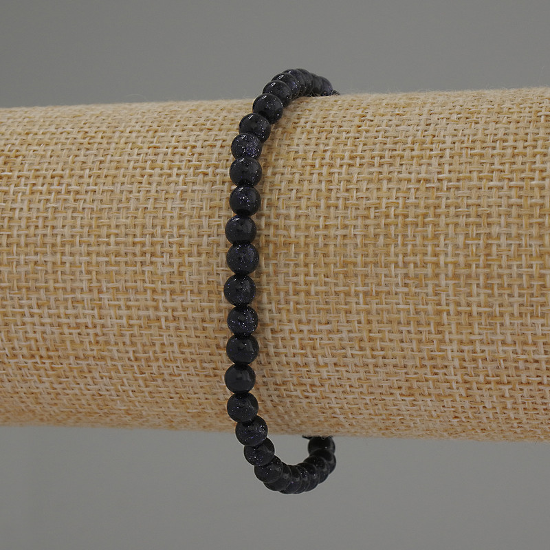 Aventurine Bracelet 'Night of Cairo' Smooth 4 mm Beads, 18 cm Stretch