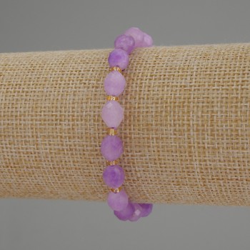 Lavender Amethyst Bracelet with Faceted Beads, 8×6 mm diameter, 3 mm seed beads, length 18 mm, stretch