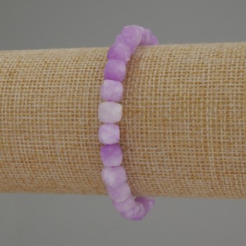 Lavender Amethyst Faceted Cube Bracelet, 7 mm diameter, 18 mm length, stretch