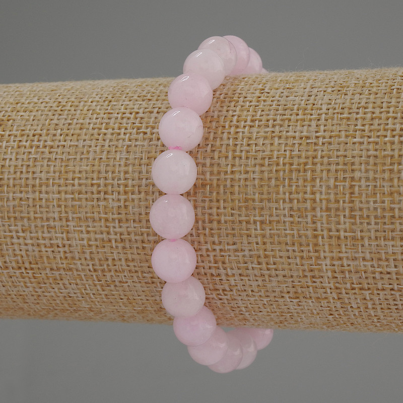 Kunzite Bracelet - Smooth Bead, 8mm Diameter, 18cm Stretch Length