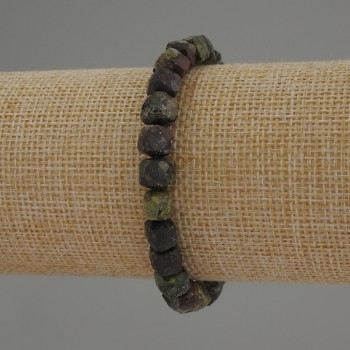 Dragon's Blood Jasper Bracelet with Faceted Cubes, 7mm diameter, 18cm stretch