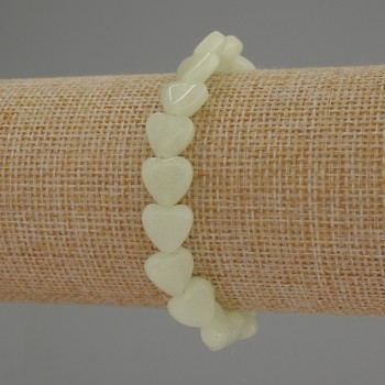 Onyx Heart Bracelet, 10 mm diameter, 18 mm length, stretch