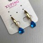 Xuping Earrings with 18K Gold Plating and Blue Crystal, Length 28 mm