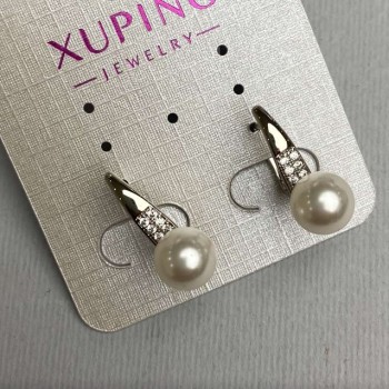 Xuping rhodium earrings with Majorca pearls 8x18mm +