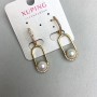 Sale! Xuping Earrings with White Crystals and Majorca Pearl, 8 mm Diameter, 40 mm Length, 18K Plating