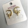 Xuping Earrings with White Crystals and Pearl, Diameter 4mm ±, Length 14×20mm ±, 18K Gold Plating
