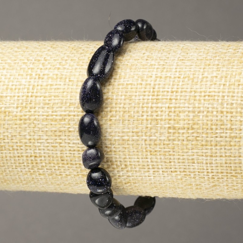 Elastic bracelet with Aventurine 'Blue Sand' Cairo Night faceted beads, diameter 10x8 mm+