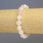 Rose quartz bracelet, natural stone, faceted, 8x8 mm, 18 cm length, stretch