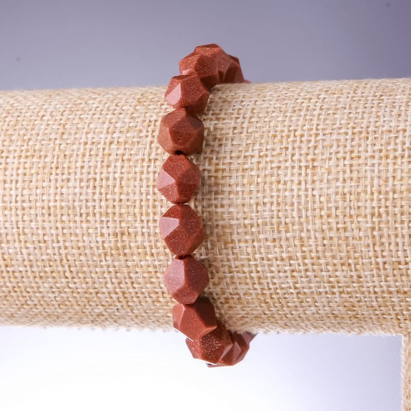 Aventurine Bracelet (synthetic) 'Golden Sand' faceted beads, diameter 8×10 mm