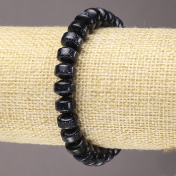 Elastic bracelet Aventurine 'Blue Sand Night of Cairo' (pressed) smooth rondel, diameter 9x7mm+