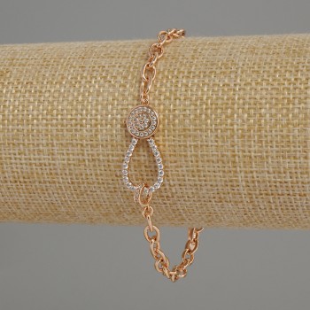 Xuping Bracelet with White Crystals, 18K Gold Plating, Diameter 4 mm, Length 17-21 cm, with Extension Chain