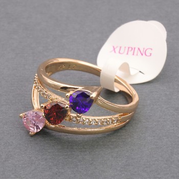Sale! Xuping Ring in Gold-Tone with Multicolored Crystals, Sizes 16, 17, 18