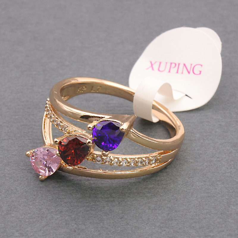 Sale! Xuping Ring in Gold-Tone with Multicolored Crystals, Sizes 16, 17, 18