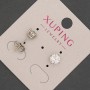 Xuping Stud Earrings with White Crystal, Diameter ~6 mm, Rhodium