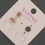 Xuping Stud Earrings with Black Crystal, 6 mm Diameter, 18K Gold Plating