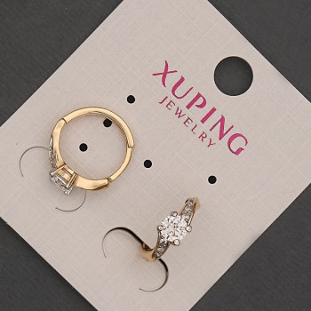 Xuping Hoop Earrings with White Crystal, 4mm Diameter, 14mm Length, 18K Gold Plating