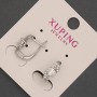 Xuping Earrings with White Rhinestones and Crystal, 6x14 mm diameter, Rhodium-Plated