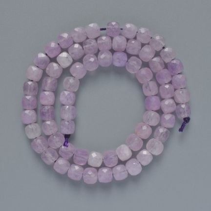 Lavender Amethyst Beads on Thread, Faceted Cubes, 8mm Diameter, 38cm Length
