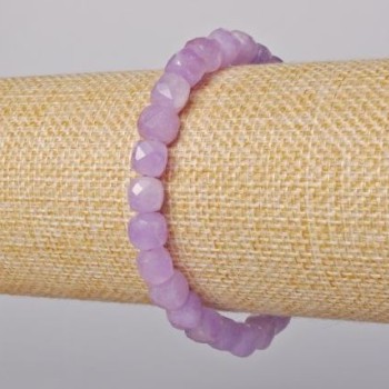 Lavender Amethyst Bracelet with Faceted Cubes, Natural Stone, 8 mm Diameter, 18 cm Length (Stretch)