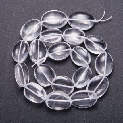 Beads of natural rock crystal, tumbled, diameter 14-19×14-17 mm, length 40 cm on thread