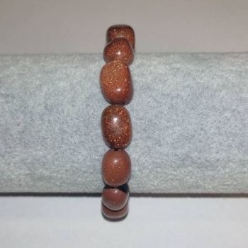 Bracelet of natural aventurine 'Golden Sand' barrel beads on elastic 10x14mm, circumference 18 cm
