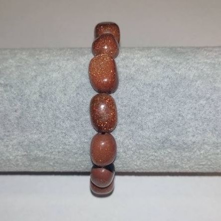 Bracelet of natural aventurine 'Golden Sand' barrel beads on elastic 10x14mm, circumference 18 cm