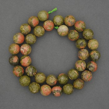Jasper Heliotrope Beads, Faceted, 10mm, on thread, length approximately 38 cm