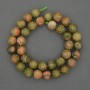 Jasper Heliotrope Beads, Faceted, 10mm, on thread, length approximately 38 cm