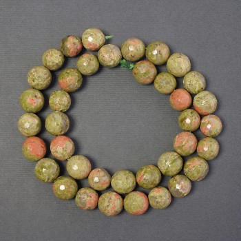 Jasper Heliotrope Beads, Faceted 10mm on Thread, Length 39 cm+