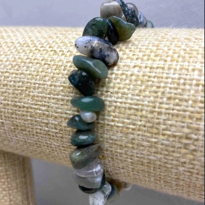 Bracelet with Moss Agate, Natural Stone